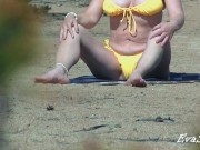 Preview 4 of Mom undresses on the beach thinking that no one sees her