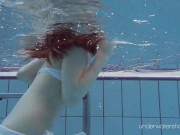 Preview 4 of White swimsuit with tattoos babe Roxalana Cheh underwater