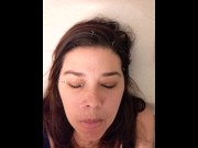 Preview 5 of Just a facial - Shy Lynn tongue out massive facial spray