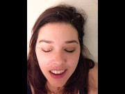 Preview 6 of Just a facial - Shy Lynn tongue out massive facial spray
