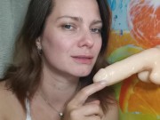 Preview 1 of Hot milf slobbering blowjob, cum with ahegao face - LittleMaryLove