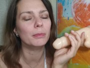 Preview 4 of Hot milf slobbering blowjob, cum with ahegao face - LittleMaryLove