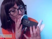 Preview 6 of SFW ASMR Velma Cosplay Ear Licking - PASTEL ROSIE Ear Eating - Tingly Scooby Doo 3Dio Microphone POV