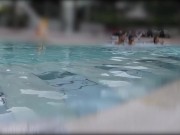 Preview 1 of Teen student fingers my pussy in a public pool in front of strangers - MissCreamy