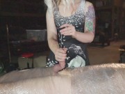 Preview 5 of Femdom wraps sub in saran wrap and is slowly edged