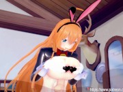 Preview 3 of Princess Connect - Reverse Bunny Girl Pecorine Titjob and Anal Creampie