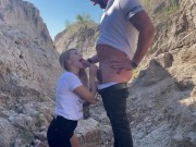 Preview 6 of gave his cock in the mouth of a beautiful blonde outdoors in a canyon