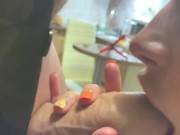 Preview 6 of College girl sloppy blowjob and swallow cum at home party ♥ NARA GIRL