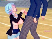 Preview 3 of 【Hentai Game Koikatsu！】Shortcut big breasts schoolgirl is rubbed her boobs.And sex.(Anime 3DCG video