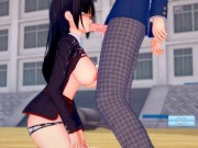 Preview 4 of 【Hentai Game Koikatsu！】Black hair girl is rubbed her boobs. And sex.(Anime 3DCG video)