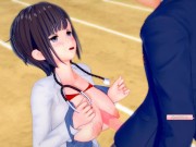 Preview 6 of 【エロゲーコイカツ！】爆乳保健の先生のおっぱい揉みまくりH！巨乳仁王立ち手コキ・フェラ・パイズリ・正常位・バック(アニメ3DCG動画)[Hentai Game Koikatsu! ](Anime 3D