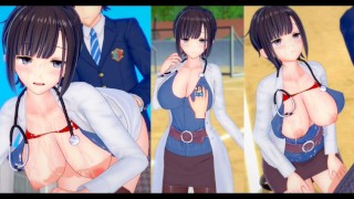 [Hentai Koikatsu! VRver] Blonde big breasts high school girl rubs her boobs and has sex!