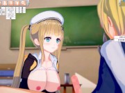 Preview 2 of [Hentai Game Koikatsu!] Big tits blonde high school girl "Erenoa" is rubbed with her boobs. And sex.