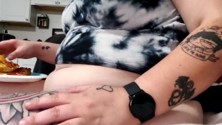 Belly play and stuffing feederism (watch full vid on OnlyFans) 