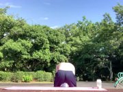 Preview 4 of A Korean Japanese idol who masturbates with a mattress in the park!【Big dick】【Techno break】