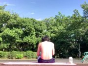 Preview 5 of A Korean Japanese idol who masturbates with a mattress in the park!【Big dick】【Techno break】