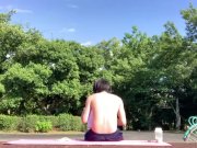 Preview 6 of A Korean Japanese idol who masturbates with a mattress in the park!【Big dick】【Techno break】
