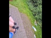 Preview 2 of First time in public, Quick amateur handjob in public netherlands park (teaser)