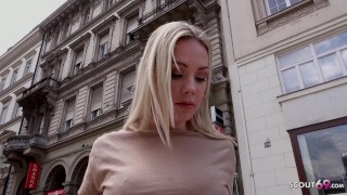 HUNT4K Blonde has sex with rich hunter who also helps her financially