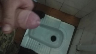 I jerk off and end up cool in the toilet. Army, barracks