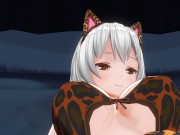 Preview 1 of 3D HENTAI YURI Neko girl stroking pussy with paws