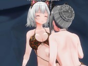 Preview 5 of 3D HENTAI YURI Neko girl stroking pussy with paws