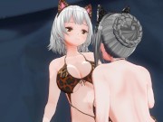 Preview 6 of 3D HENTAI YURI Neko girl stroking pussy with paws