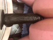 Preview 6 of Slut cums riding big black dildo in her ass- slave training