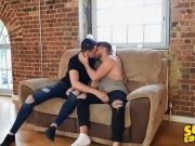 Preview 1 of Sean Cody - Jake Surf & Marco Braid Undress As They Kiss On The Couch & Suck Each Other's Cocks