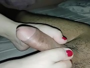 Preview 2 of Foot job sexy by socks foot job