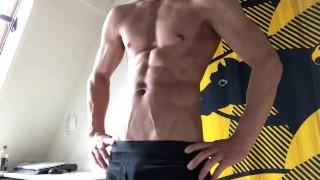 Do you want to lick this masculine hot body? moans, muscular dick, gushing sweat, and hot cum 23