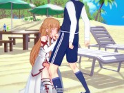 Preview 4 of Anime Sword art online Asuna gets FUCKED on the beach.
