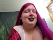Preview 4 of BBW Shemale Pinky gets her Tits Oiled and Fucked then Cummed on POV