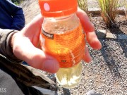 Preview 4 of Pee drinking in public park from Argentine ,more 1 liter pee in bottle 4k 60 fr-april bigass-