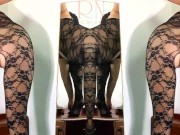 Preview 2 of Black body stockings. Two teen girls posing in black mesh body lingerie Sexy lingerie. FULL 2