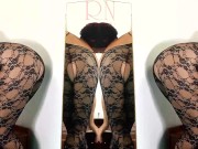 Preview 3 of Black body stockings. Two teen girls posing in black mesh body lingerie Sexy lingerie. FULL 2