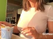 Preview 2 of Girl flashing boobs at Mcdonalds