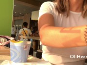 Preview 5 of Girl flashing boobs at Mcdonalds