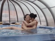 Preview 2 of OLD4K. Old guy tenderly fucks sexy brunette after relax in the jacuzzi
