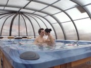 Preview 3 of OLD4K. Old guy tenderly fucks sexy brunette after relax in the jacuzzi