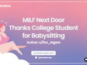 Preview 6 of ASMR MILF Next Door Thanks College Student for Babysitting by u/flos_legere [Audio Roleplay]