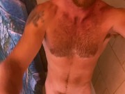 Preview 4 of Ginger Solo shower Uncut cock  construction worker