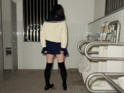 Preview 2 of Make a metamorphosis exposure in a public toilet at night. The crotch is closed with piercings inste