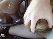 Preview 6 of An 18-year-old blonde was voting on the road. Hot blowjob in the car - Mia Fire