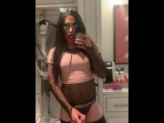 Preview 2 of Chrissy Cocoabutter drag bimbo begs for cock like a sissy cd trap femboy tgirl on knees strokes cock