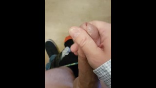 2 straight husbands sneak out party and one is masturbating the other to huge cumshot