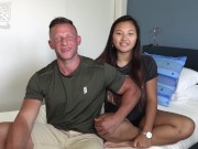 Preview 1 of Ripped DILF Heath Hooks Up With A Thick Asian Teen For His First Porn!