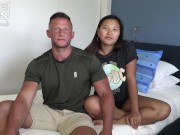 Preview 3 of Ripped DILF Heath Hooks Up With A Thick Asian Teen For His First Porn!
