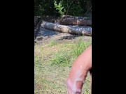 Preview 3 of Johnholmesjunior flashing his monster cock with a huge load of cum on it at vancouvers nude beach