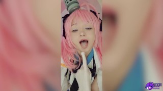 Japanese cosplayer cosplays as an game character and gives a man an armpitjob and nippletorture.